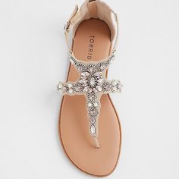 Torrid Women's Tan Sandals with Embellishments - Picture 1 of 4